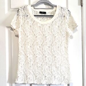 Tahari sheer lace top